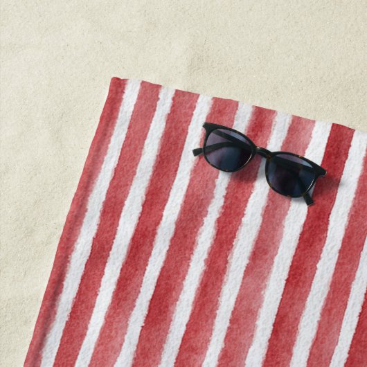 Serviette De Plage Red White Stripes (En situation)