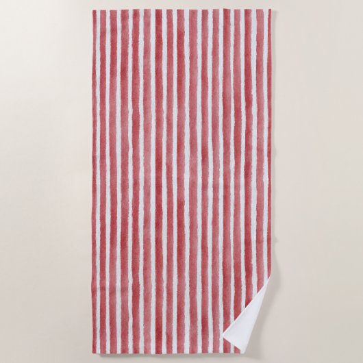 Serviette De Plage Red White Stripes (Devant)