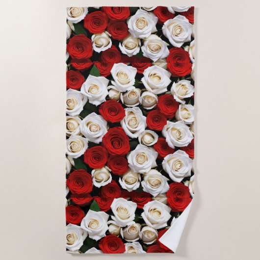 Serviette De Plage RedandWhiteRoses (Devant)