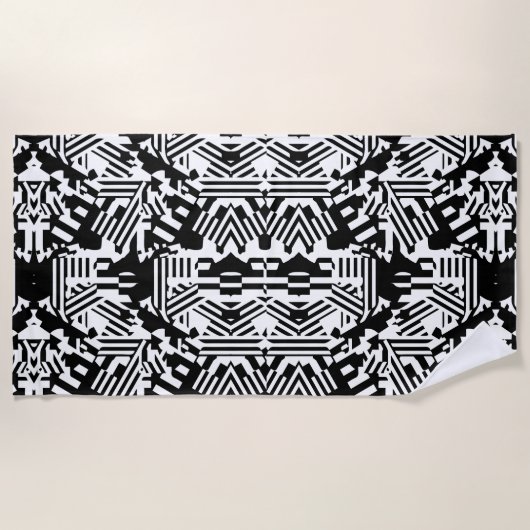 Serviette De Plage Réflexions Abstraites : Lignes, Cubes et Monochrom (Devant)