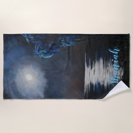 Serviette De Plage Réflexions de la Lune Bleue Tropicale (Devant)