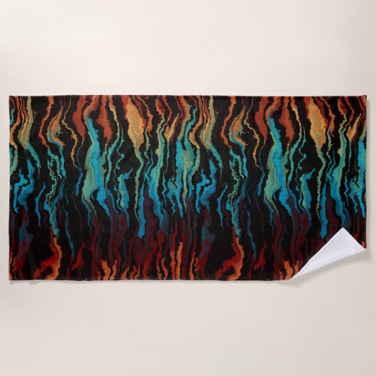 Serviette De Plage Regardant dans l'abstrait du feu (Devant)