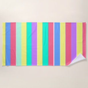 Serviette De Plage Réglage des rayures pastel de printemps