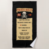 Serviette De Plage Règles de pirate en noir et gras (Devant)