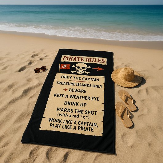 Serviette De Plage Règles de pirate en noir et gras
