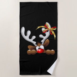 Serviette De Plage Reindeer Puzzled drôle Caractère de Noël