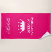Serviette De Plage Reine de tout rose au néon chaud de couronne de (Devant)