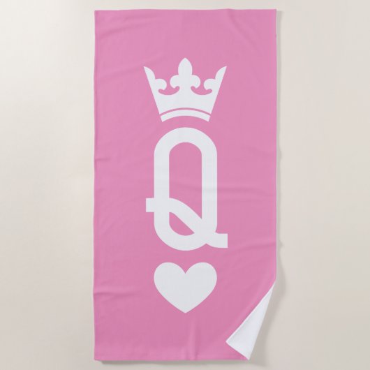 Serviette De Plage Reine des cartes (Devant)