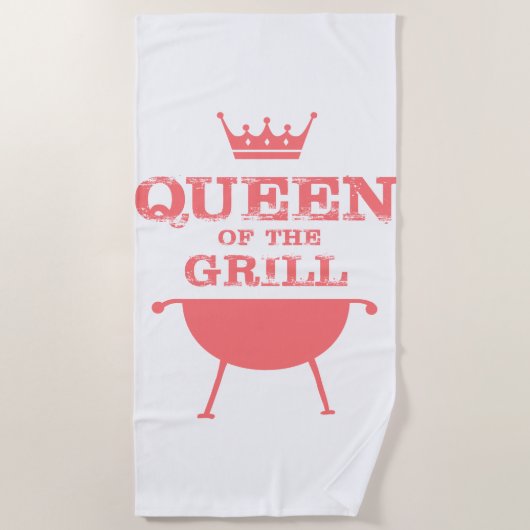 Serviette De Plage Reine Du Grill, Rose (Devant)