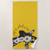 Serviette De Plage Relax - Girafe drôle funky jaune (Devant)