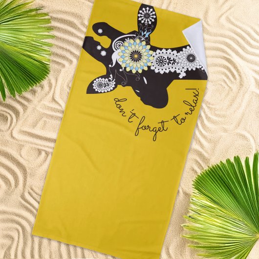 Serviette De Plage Relax - Girafe drôle funky jaune