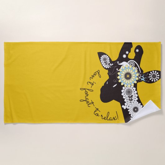 Serviette De Plage Relax - Yellow Funky Funny Giraffe (Devant)