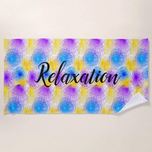 Serviette de plage relaxante à cercles spirales co (Devant)