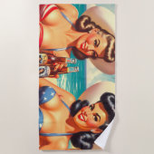 Serviette De Plage Remorques d'été rétro (Devant)