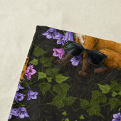 Serviette De Plage Renard, fleurs et lierre, vert, orange et viole (En situation)