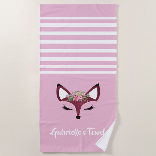 Serviette De Plage Renard girly mignon (Devant)