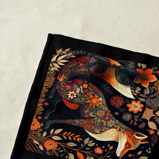 Serviette De Plage Renards d'art populaire (En situation)