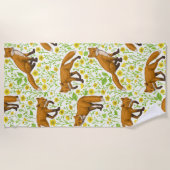 Serviette De Plage Renards et papillons sur le blanc naturel (Devant)