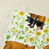 Serviette De Plage Renards et papillons sur le blanc naturel (En situation)