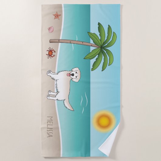 Serviette De Plage Réparateur De Crème Dorée Sur Une Plage Tropicale (Devant)