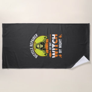 Serviette De Plage Réparateur de vélos Halloween le jour sorcière la