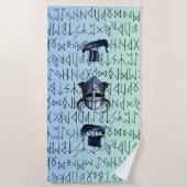 Serviette De Plage Repeating Viking Ships and Helmet Design over Rune (Devant)