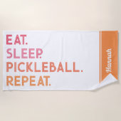 Serviette De Plage Répéter le sommeil du repas Pickleball personnalis (Devant)