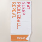 Serviette De Plage Répéter le sommeil du repas Pickleball personnalis (Devant)