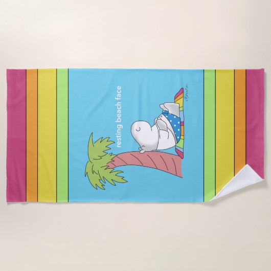 Serviette De Plage REPOS PLAGE FACE Bouton ventre Hippo Boynton (Devant)