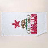 Serviette De Plage RÉPUBLIQUE DE CALIFORNIE Drapeau de l'Etat Grunge  (Devant)