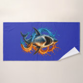 Serviette de plage Requin Féroce – Océan Bleu & Or (Serviette de bain)