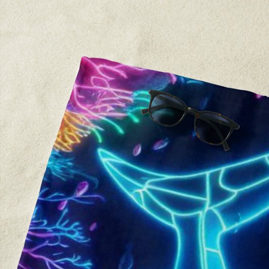 Serviette De Plage Requin néon coloré (En situation)