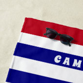 Serviette De Plage Requin personnalisé Blanc Bleu Rouge rayé Enfants (En situation)