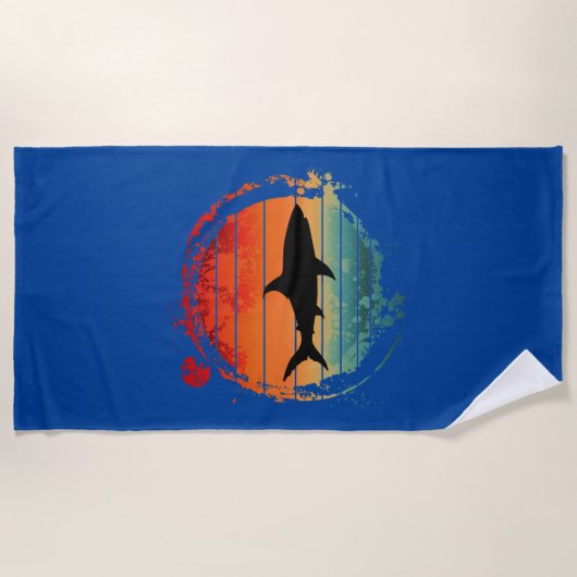 SERVIETTE DE PLAGE REQUIN VINTAGE RÉTRO (Devant)