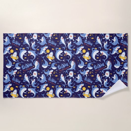 Serviette De Plage Requins Drôles (Devant)