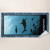 Serviette De Plage Requins Mer Bleue (Devant)