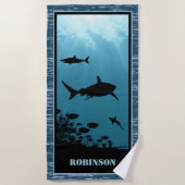 Serviette De Plage Requins Mer Bleue (Devant)
