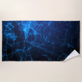 Serviette De Plage Réseau de points et de lignes bleus (Devant)