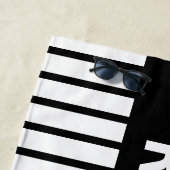 Serviette De Plage RÉSERVÉ, texte blanc sur bande noire (En situation)