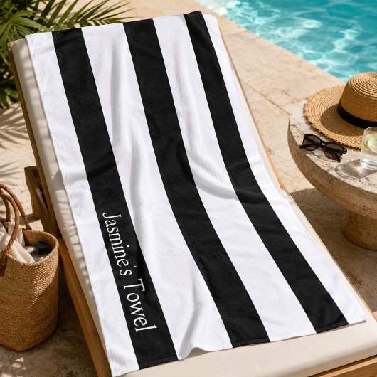 Serviette De Plage Résort chic monochrome noir et blanc