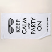 Serviette De Plage Restez calme et faites la fête avec un cadeau de s (Devant)