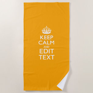 Serviette De Plage Restez Calme Et Votre Texte sur Accent Jaune