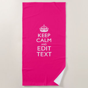Serviette De Plage Restez calme et votre texte sur le rose Accent Fuc