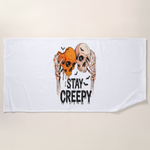 Serviette De Plage Restez Créepy PNG, Crâne Rétro Halloween