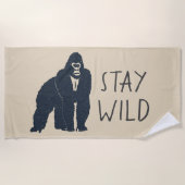 Serviette De Plage Restez Wild Gorilla Silhouette (Devant)