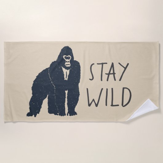 Serviette De Plage Restez Wild Gorilla Silhouette (Devant)