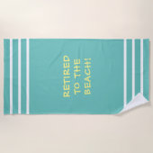 Serviette De Plage Retraité À La Plage, Blancs, Turquoise Léger (Devant)