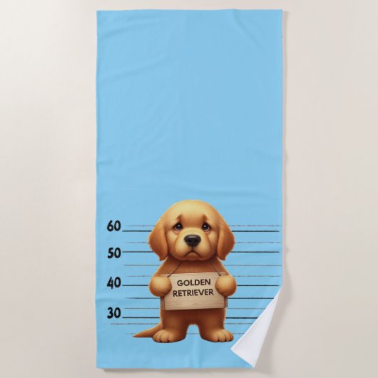 Serviette De Plage Rétreiver doré vilain (Devant)