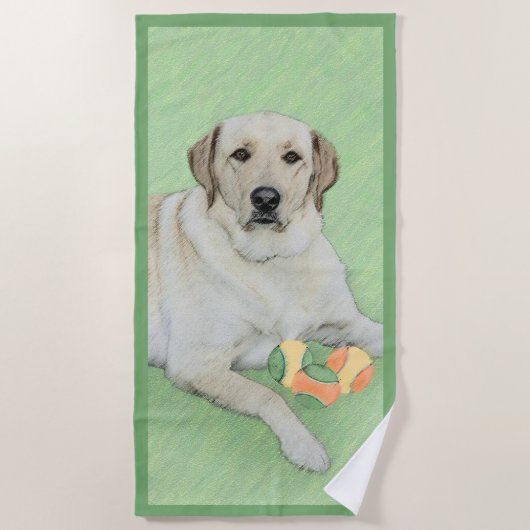 Serviette De Plage Retriever du Labrador jaune et balles de tennis Pe (Devant)