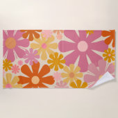 Serviette De Plage Retro 60s les années 70 esthétique motif floral (Devant)